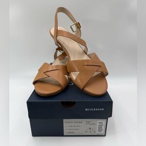NIB Cole Haan Avina Wedge Sandals in Pecan Leather Size 11B